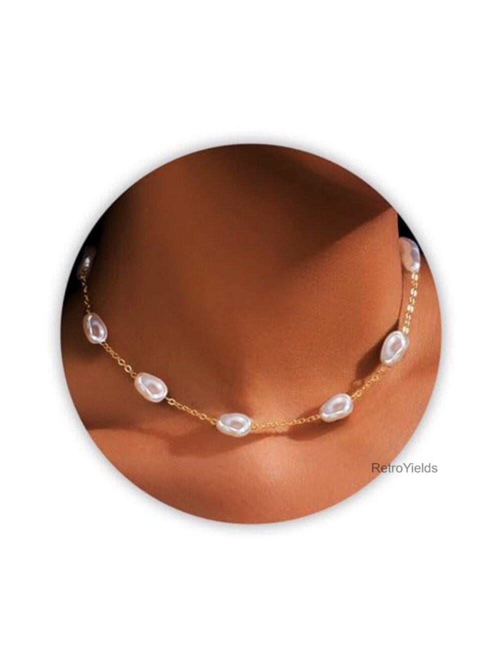 Baroque Pearl Choker Necklace, 14k Gold Plated Stainless Steel, Dainty